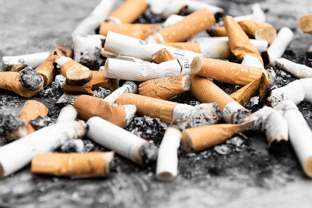 Cigarette butts blocking drains