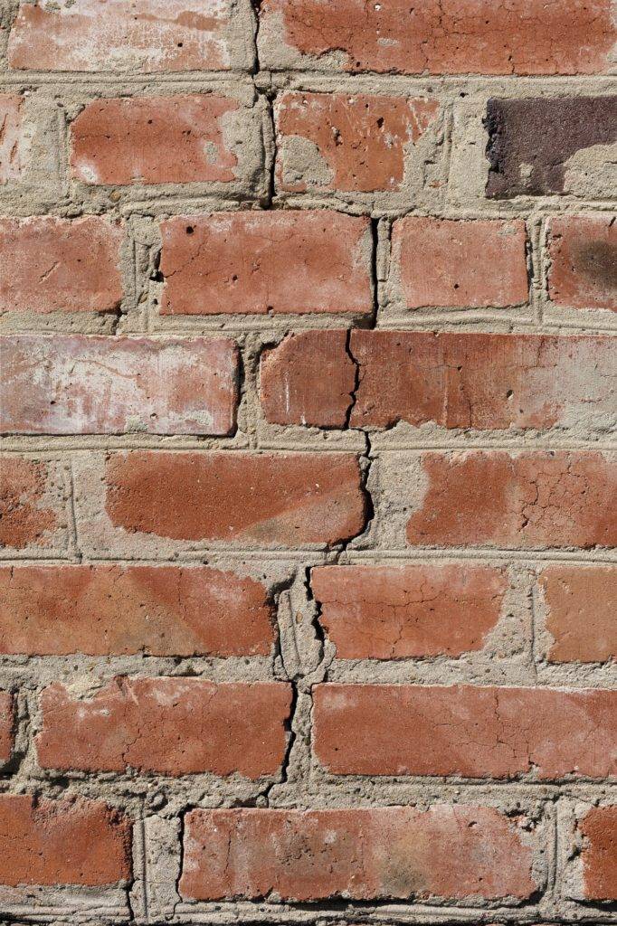 A crack in a wall is an indication of subsidence caused by blocked drains